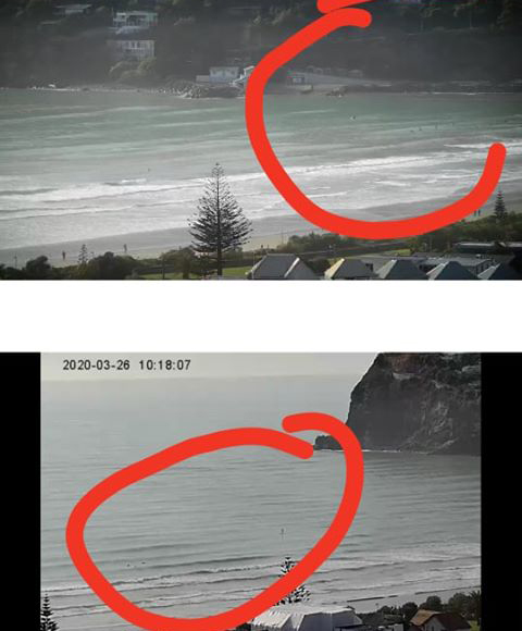 Surfers in Sumner today. Photo: Supplied