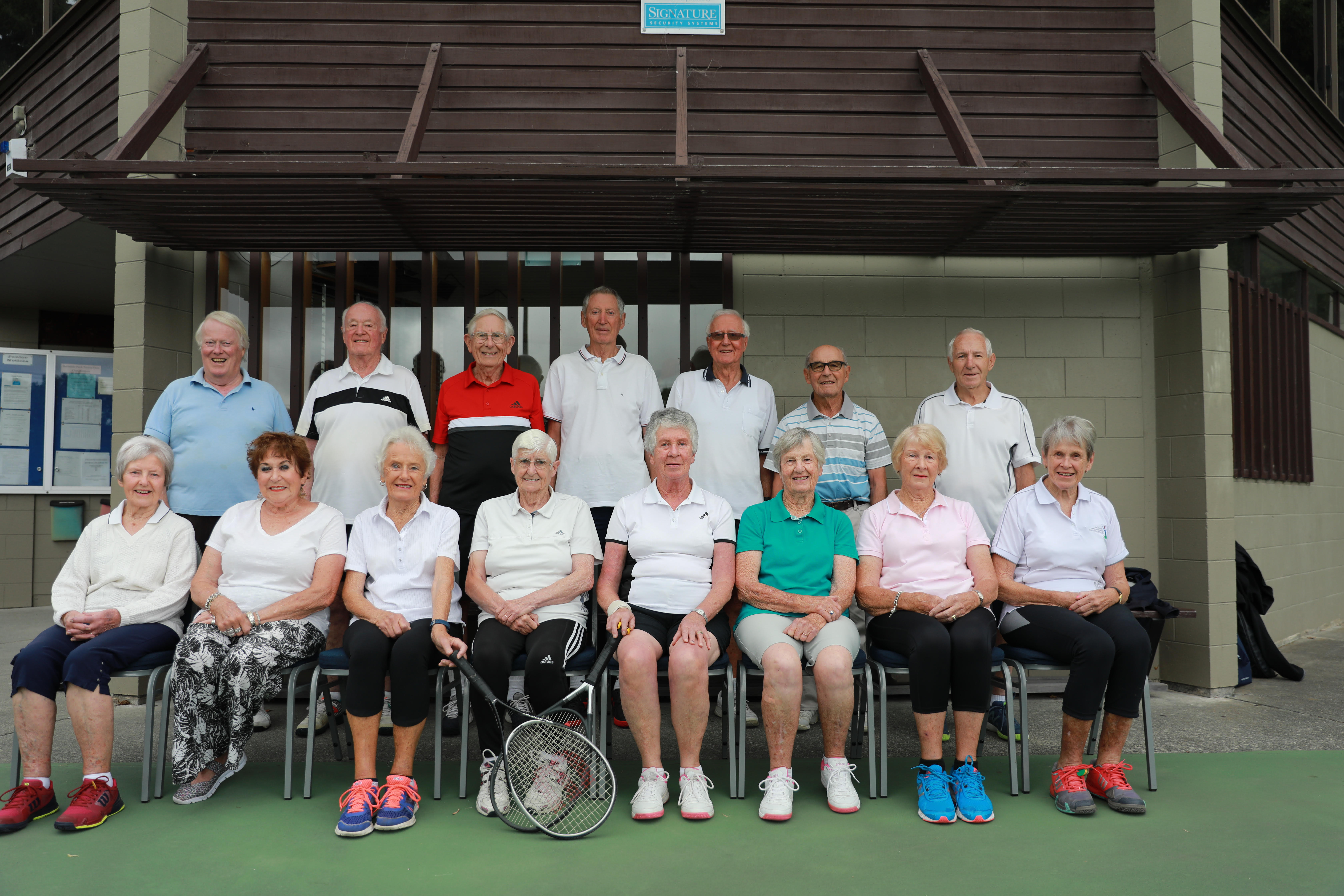 (From back left) Michael Ellis, 80, Paul Straubel, 80, John Lamb, 84, Brian Harris, 81, Ray...