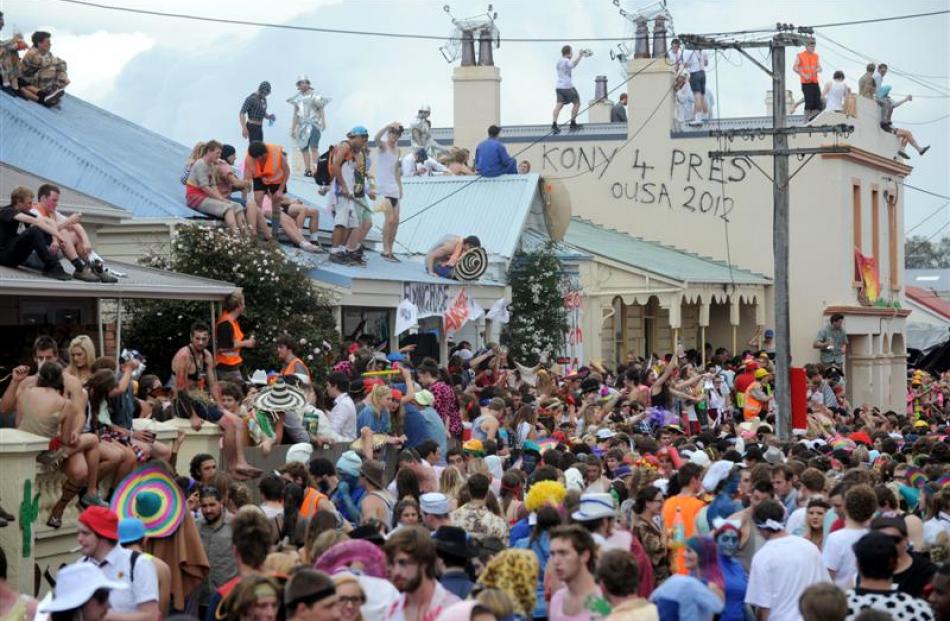 Revellers at an earlier Hyde St Party. Photo: ODT