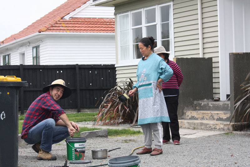 Getting ready to paint the fence on Piko Crescent, Riccarton.