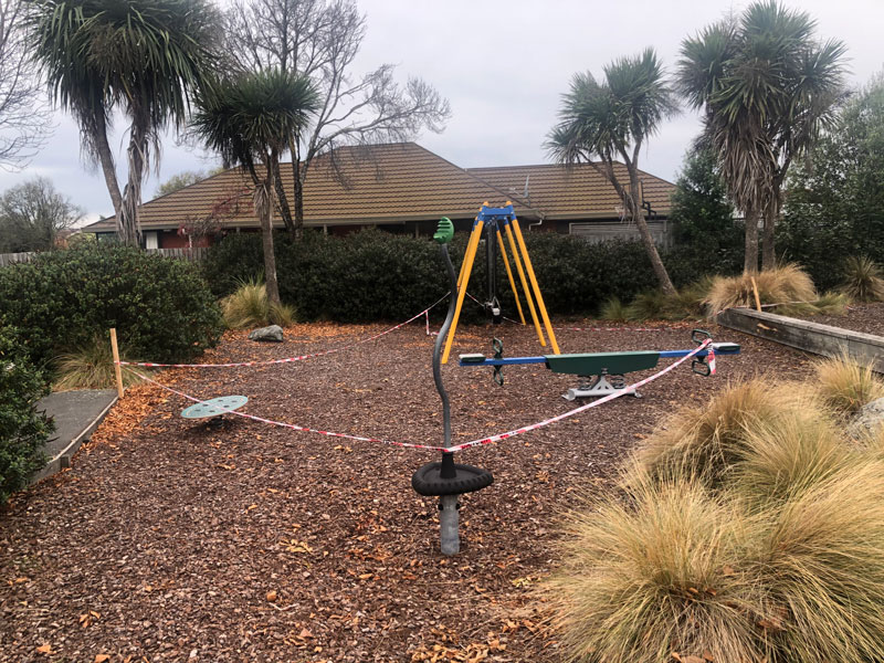 No kids in sight at this playground on Montclare Ave, Avonhead.