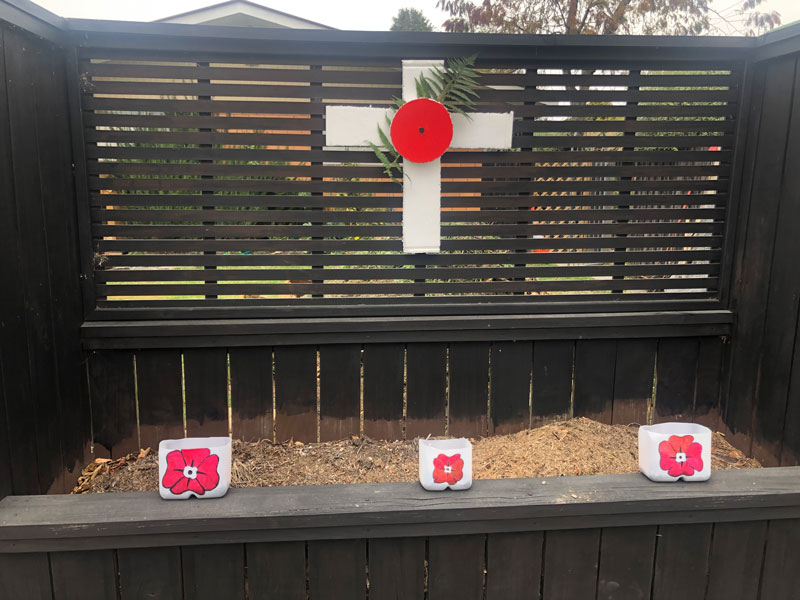 Anzac Day tribute on Avonhead Rd, Avonhead.