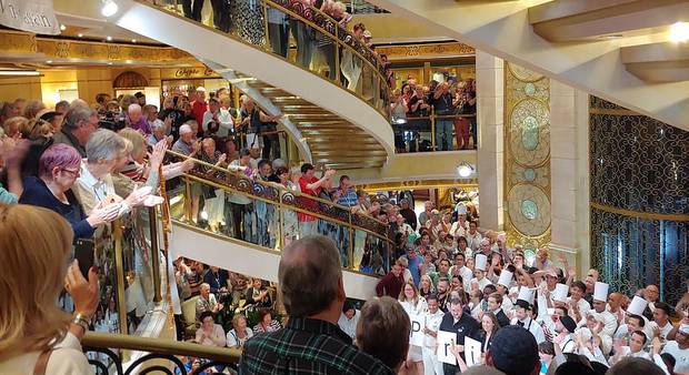 The photo shows how passengers were in close contact throughout the voyage. Photo: Supplied