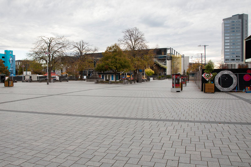 A deserted Cathedral Square.