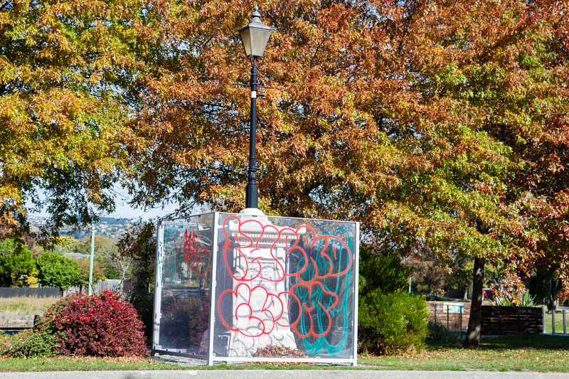 More graffiti on the Woolston Borough Monument on Ferry Rd.