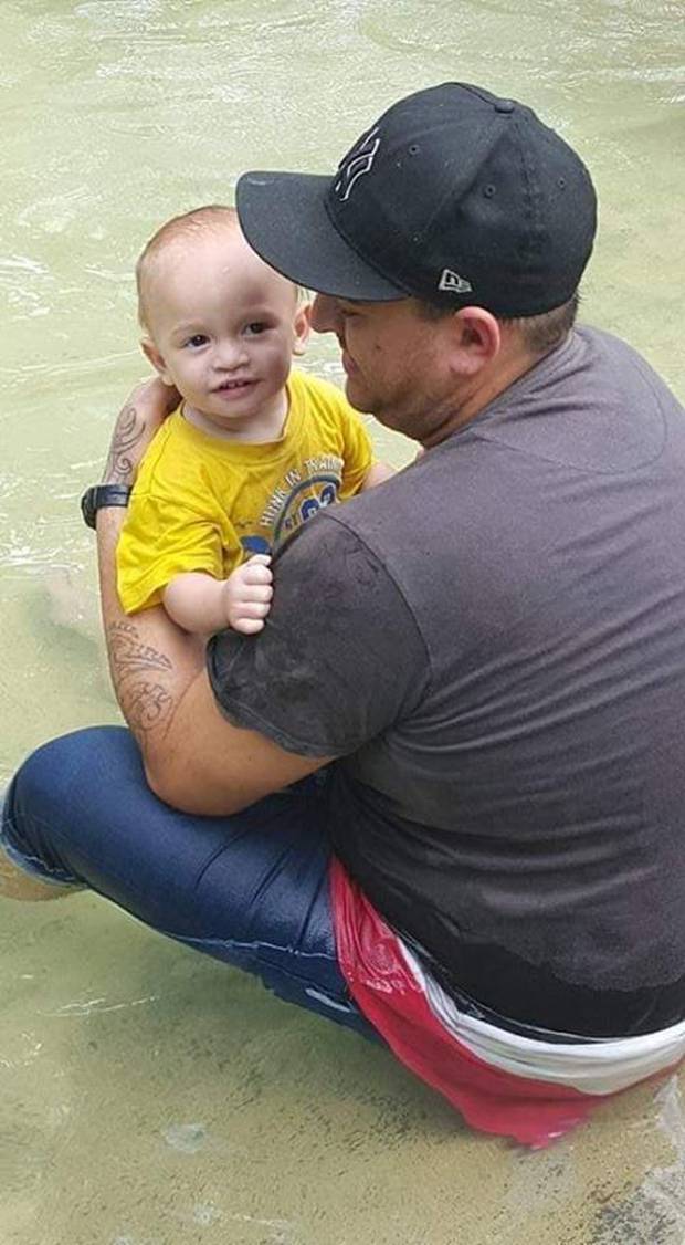 Cody Ayers with eldest son Tawhā, who celebrated his fifth birthday shortly before his father...