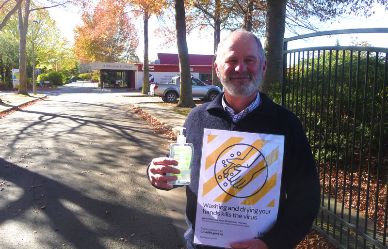 Ashburton College principal Ross Preece at the school gates on Tuesday.