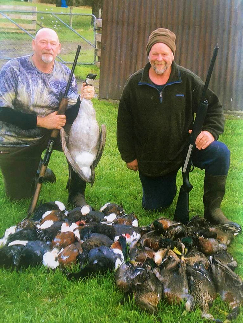 Dave Thomson (right) with duck shooting mate John Bockett with a haul from the opening morning of...