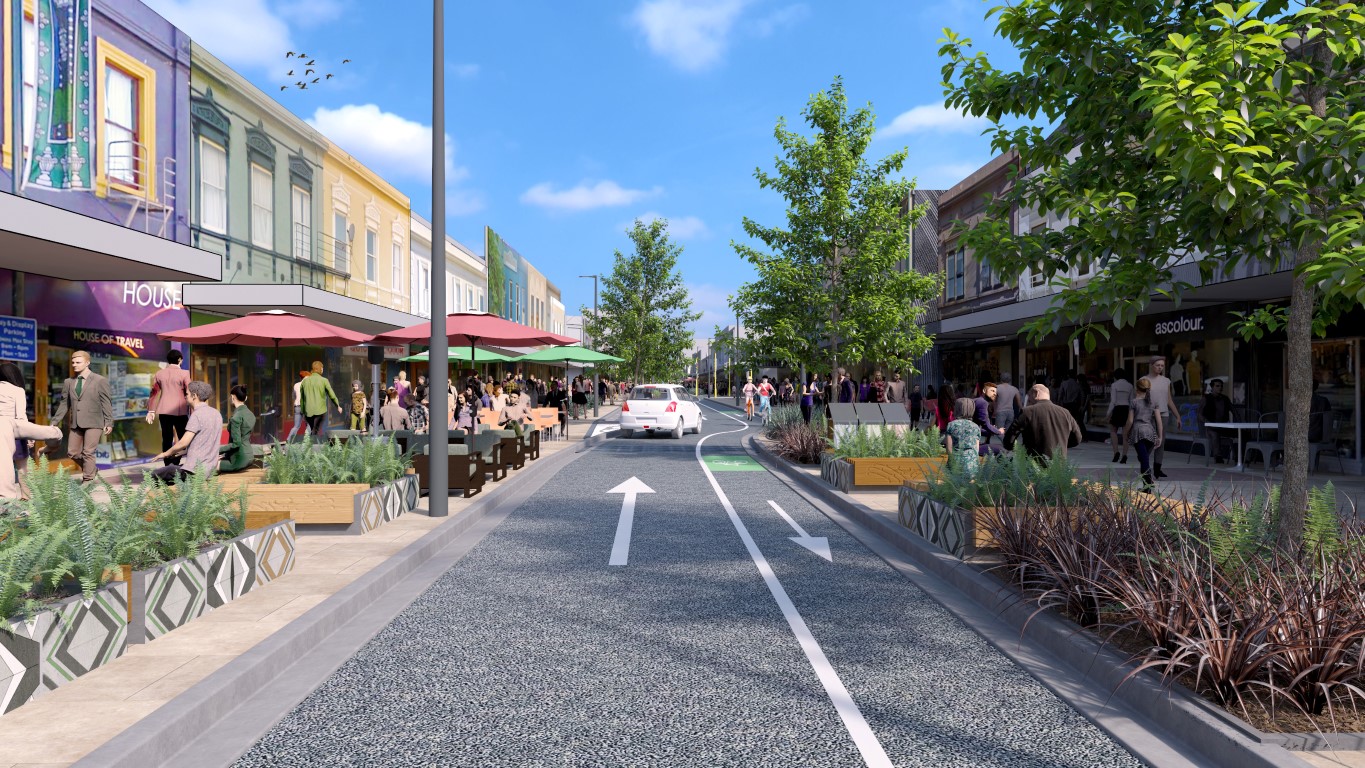 The Dunedin City Council’s preliminary concept design for a one-way southbound George St aims to...