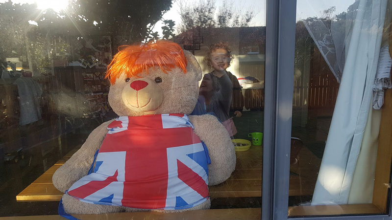 Ginger Spice and Finn Toth McDonald hang out at home in Hillmorton.