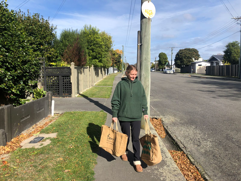 Spreydon resident Bodene Roberston-Wright off to restock her groceries.