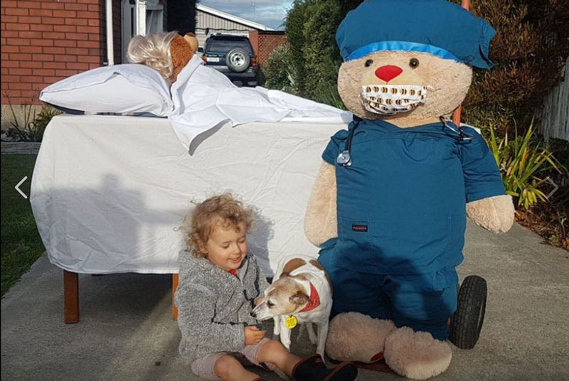 Finn Toth-McDonald and dog Tui parked up with a fluffy lookalike of Jenny McGee, the nurse from...