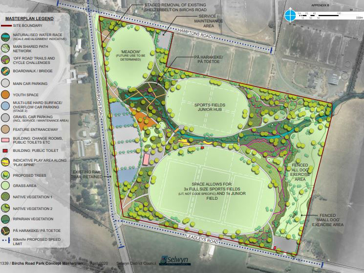 PROGRESS: The proposed masterplan for a reserve development on Birchs Rd in Prebbleton features a...