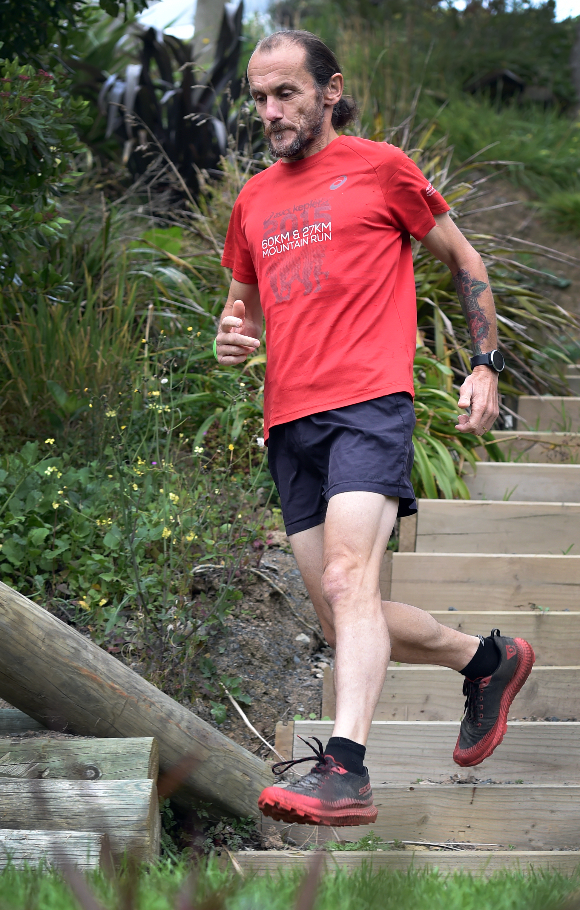 Organiser Steve Tripp warms up around his property yesterday. PHOTO: PETER MCINTOSH