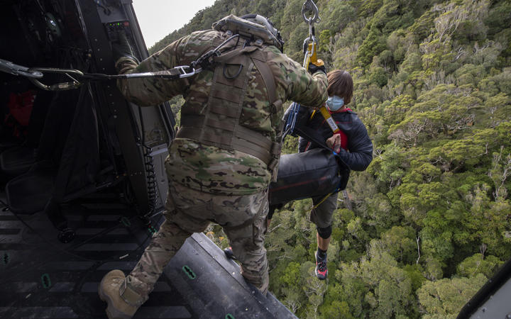 The search and rescue operation under way at Kahurangi National Park. Photo: NZ Defence Force