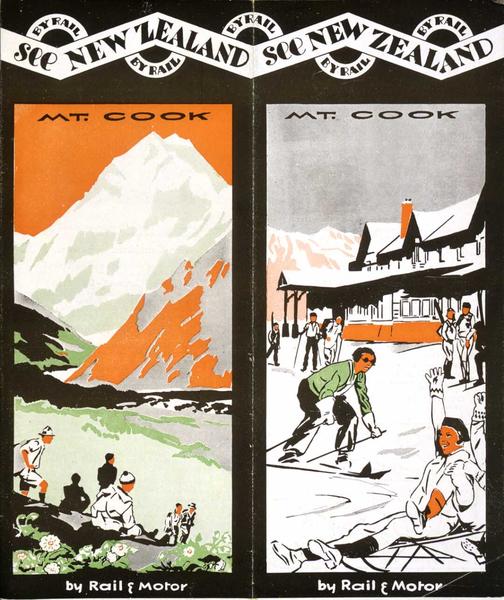 NZ Railways Mt Cook tourism brochure 1934: Credit: Alexander Turnbull Library