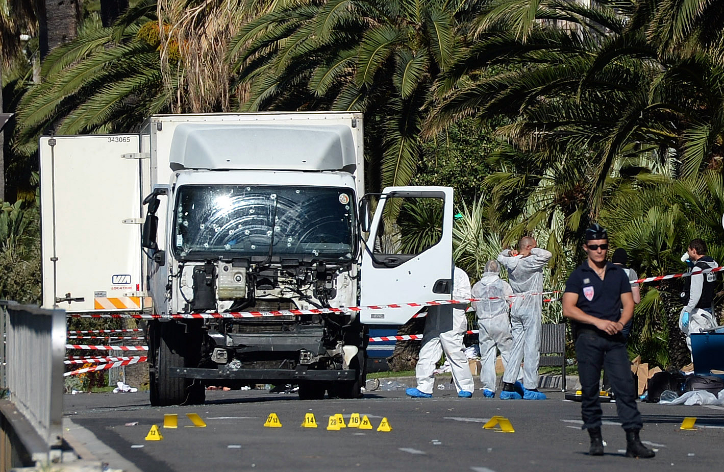 Police secure the area in Nice, France on July 15, 2016 . Photo: Getty Images