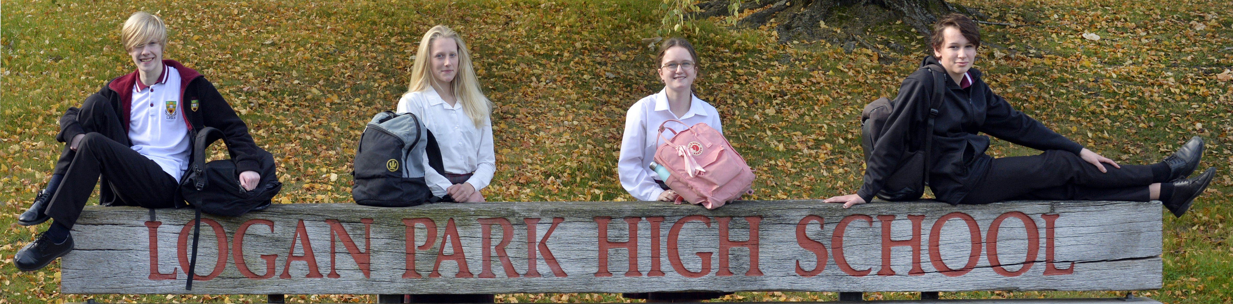 Excited to be back are Logan Park High School year 10 pupils (from left) Luke Rooney, Maddie...