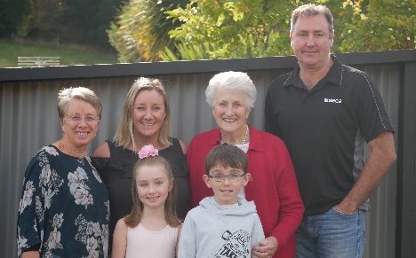 Expanding their bubble in Alert Level 3 are (back, from left) Sherry Lilley, Kate Lilley, Sheila Kerr, Tony Garchow, (front, from left) Charlotte Garchow (7) and Isaac Garchow (10). PHOTO: JESSICA WILSON