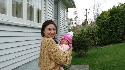 Geane Nelio, with five-week-old daughter Esmakia Smith, is grateful for the quick response of...