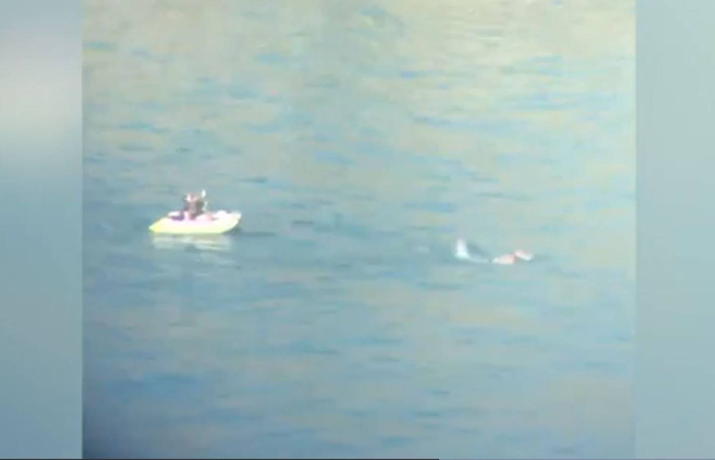 Out of petrol and with the shore in sight, a man stripped off and tried to tow the boat by...