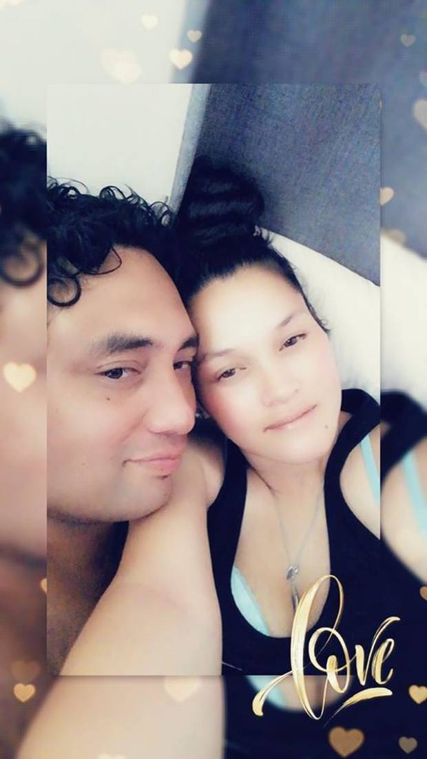 Emerald Tai and her childhood sweetheart and father of her seven children Tanatui Samuels. Photo:...