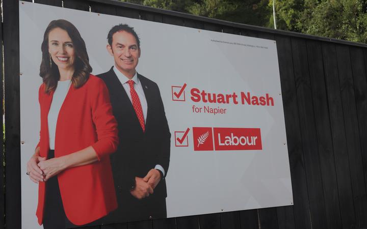 A new Labour billboard, around the corner from National's. Photo: RNZ / Tom Kitchin