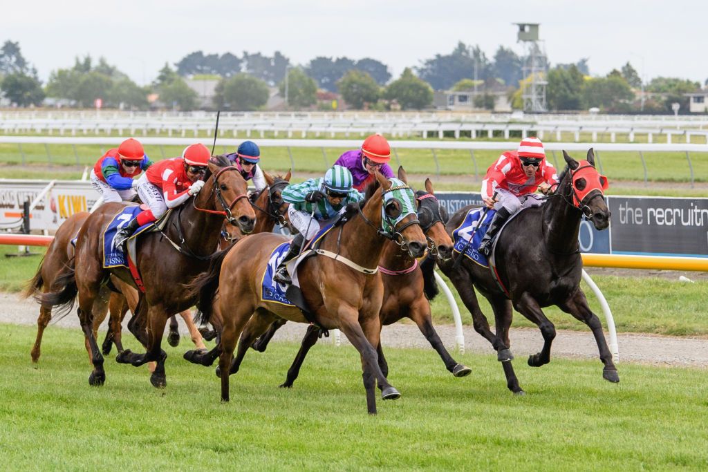 Morgenrood (far right) riding at Riccarton Park in 2018. Photo: Getty Images