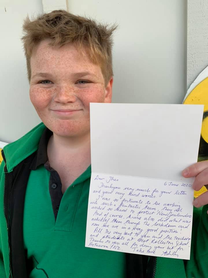 West Rolleston School pupil Theo Alp was shocked to receive a response to the letter he sent to...
