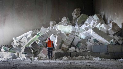 The damaged pontoons are being broken down and three of the four components recycled. Photo:...