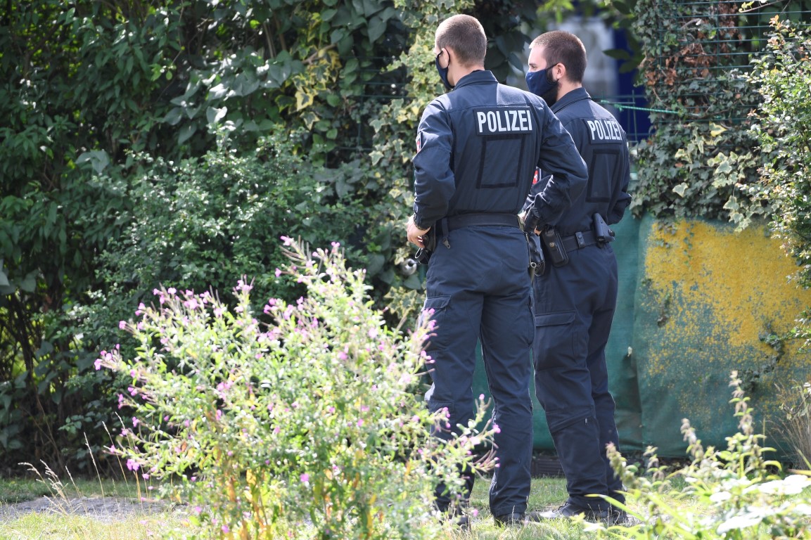 Police at the scene of the excavation in an allotment area near Hanover. Photo: Reuters