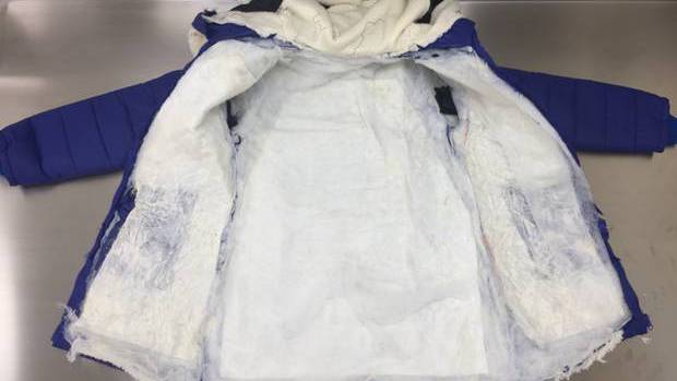 One of the puffer jackets that had cocaine concealed in the lining. Photo: Customs