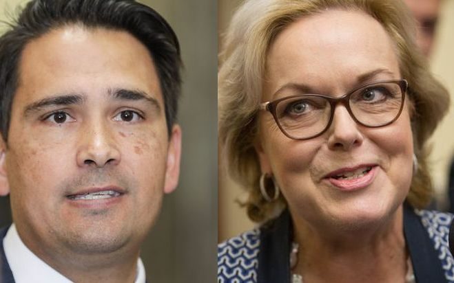 Simon Bridges and Judith Collins Photo: RNZ