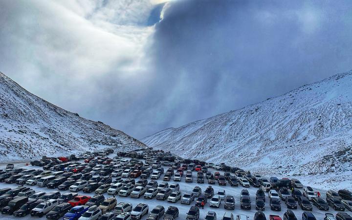 The car park full at The Remarkables ski resort in Queenstown yesterday. Photo: Supplied / Jacqui...