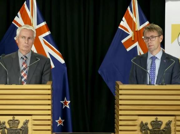 All of Government Controller John Ombler and Director-General of Health Dr Ashley Bloomfield....