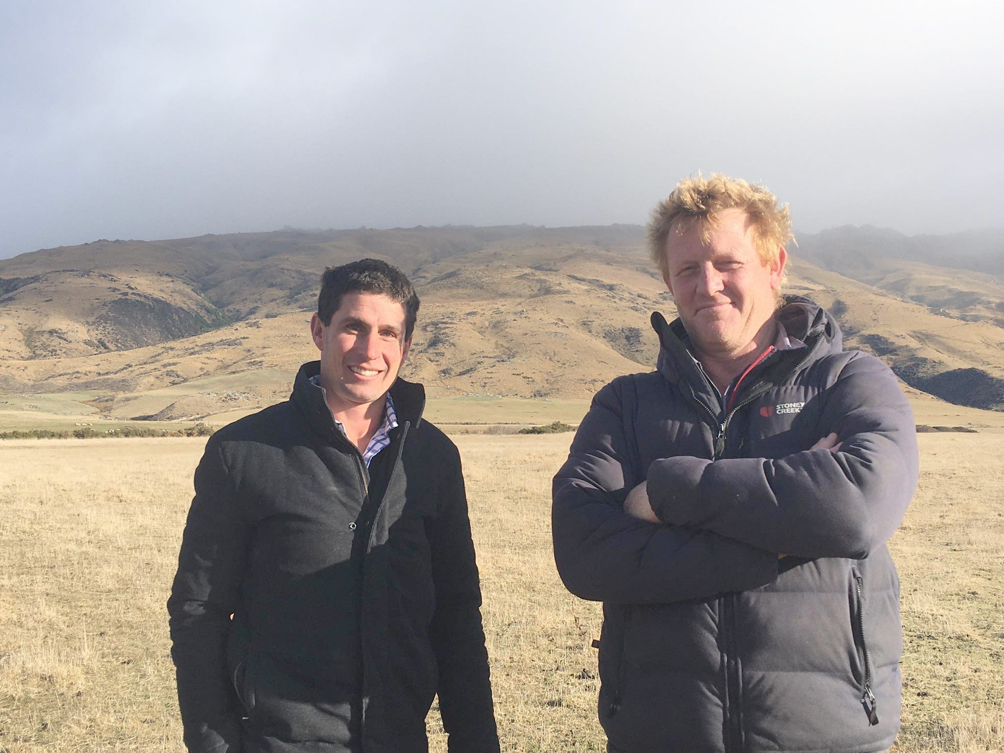 Strath Taieri Irrigation Company directors Bevan Wilson (left) and Ben Graham are excited about...