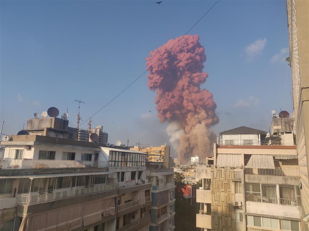 Smoke rises following the explosion in Beirut, in this picture obtained from a social media video...