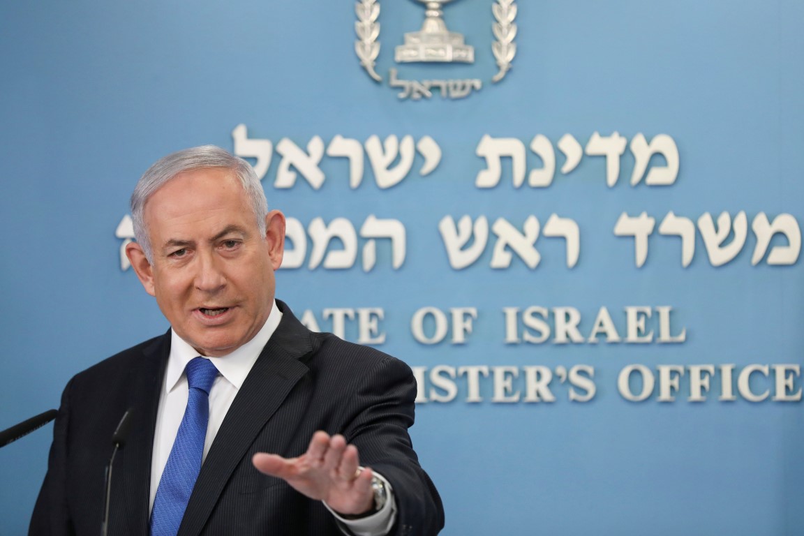 Israeli Prime Minister Benjamin Netanyahu announces a peace agreement to establish diplomatic...