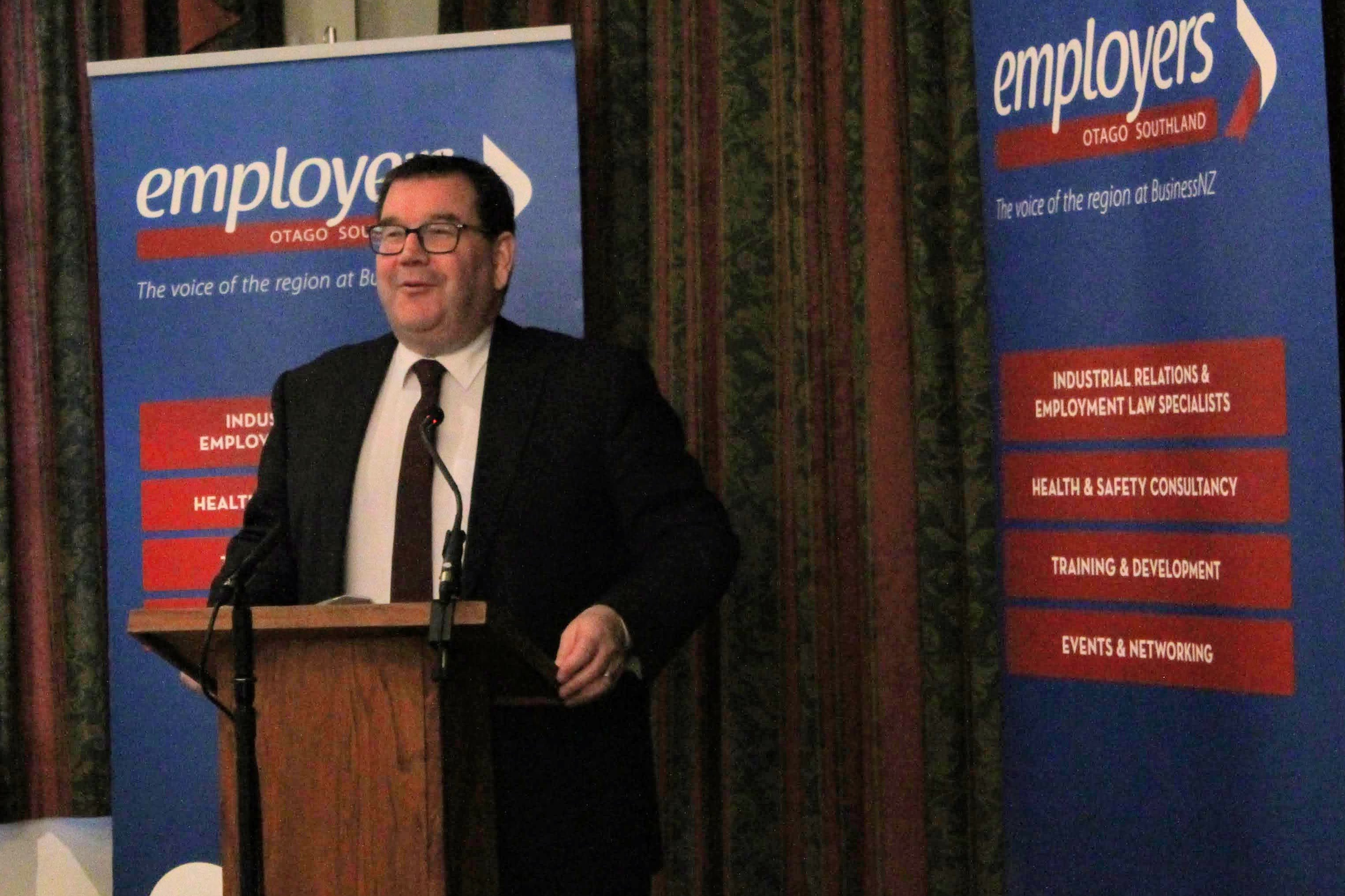 Grant Robertson speaks at a breakfast meeting of the Otago Southland Employers’ Association....