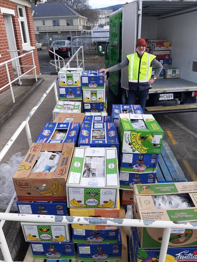 Three pallets of citrus fruit from Whangārei ready to be distributed to people in Dunedin. Photo: NZME