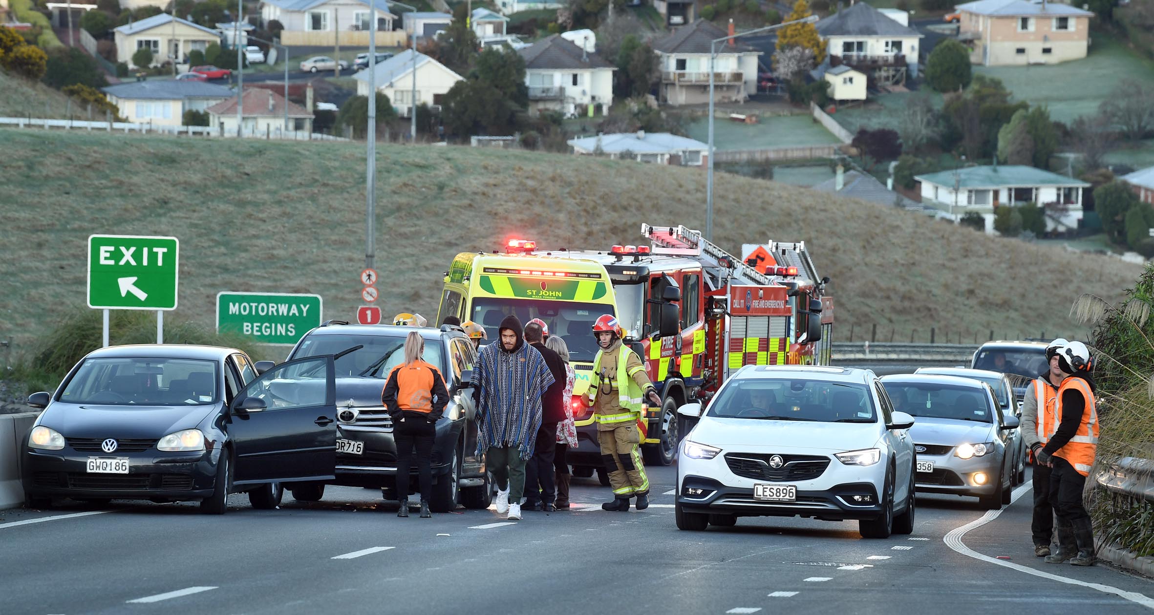 Emergency services were called to the crash about 7.55am. Photo: Stephen Jaquiery