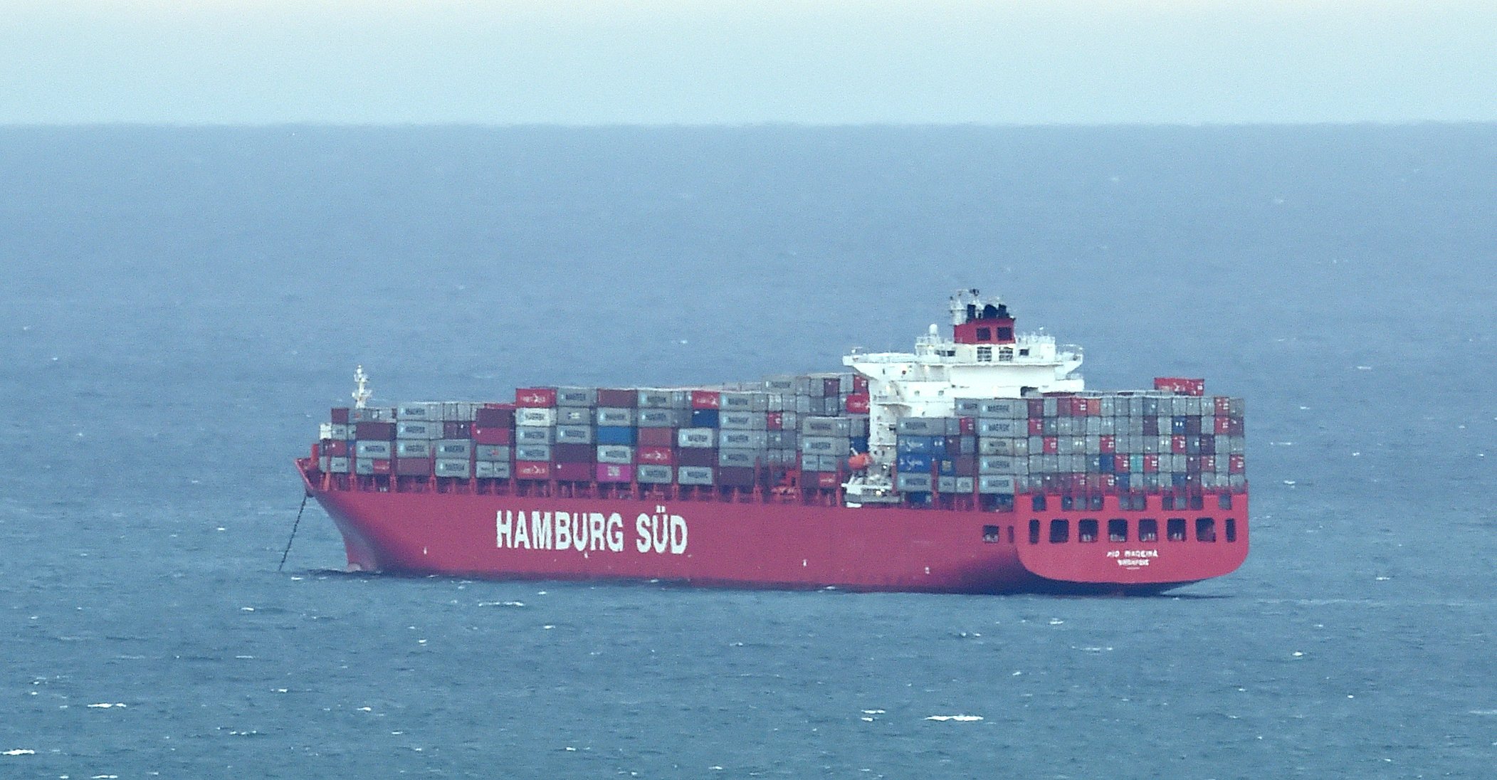 The container ship Rio Madeira was offshore from Warrington yesterday. Crew would like to have a...