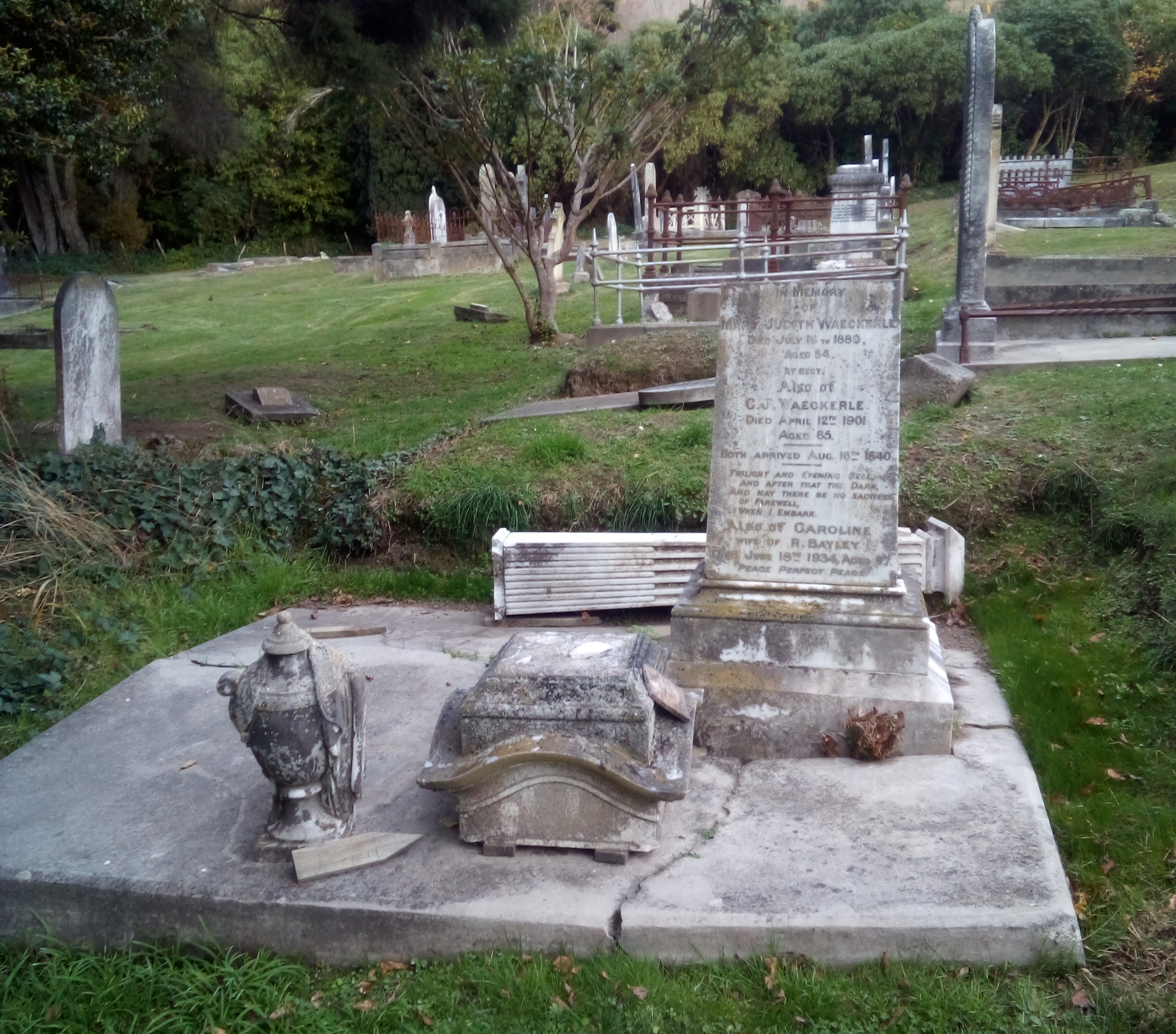 Christian Jacob Waeckerle's headstone. Photo: Supplied