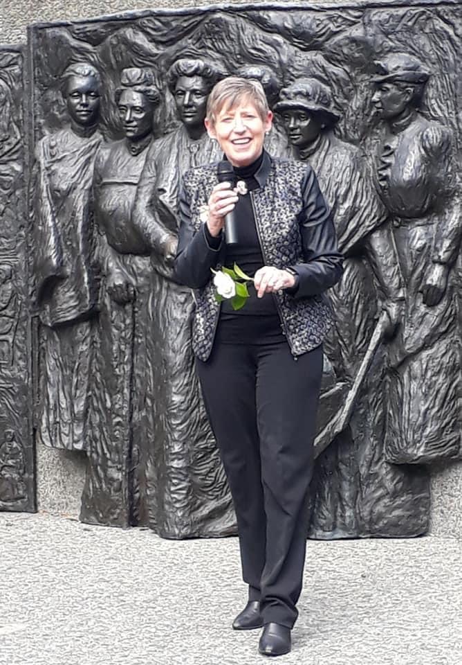 Christchurch Mayor Lianne Dalziel speaking at the Kate Sheppard Memorial on Saturday. Photo:...