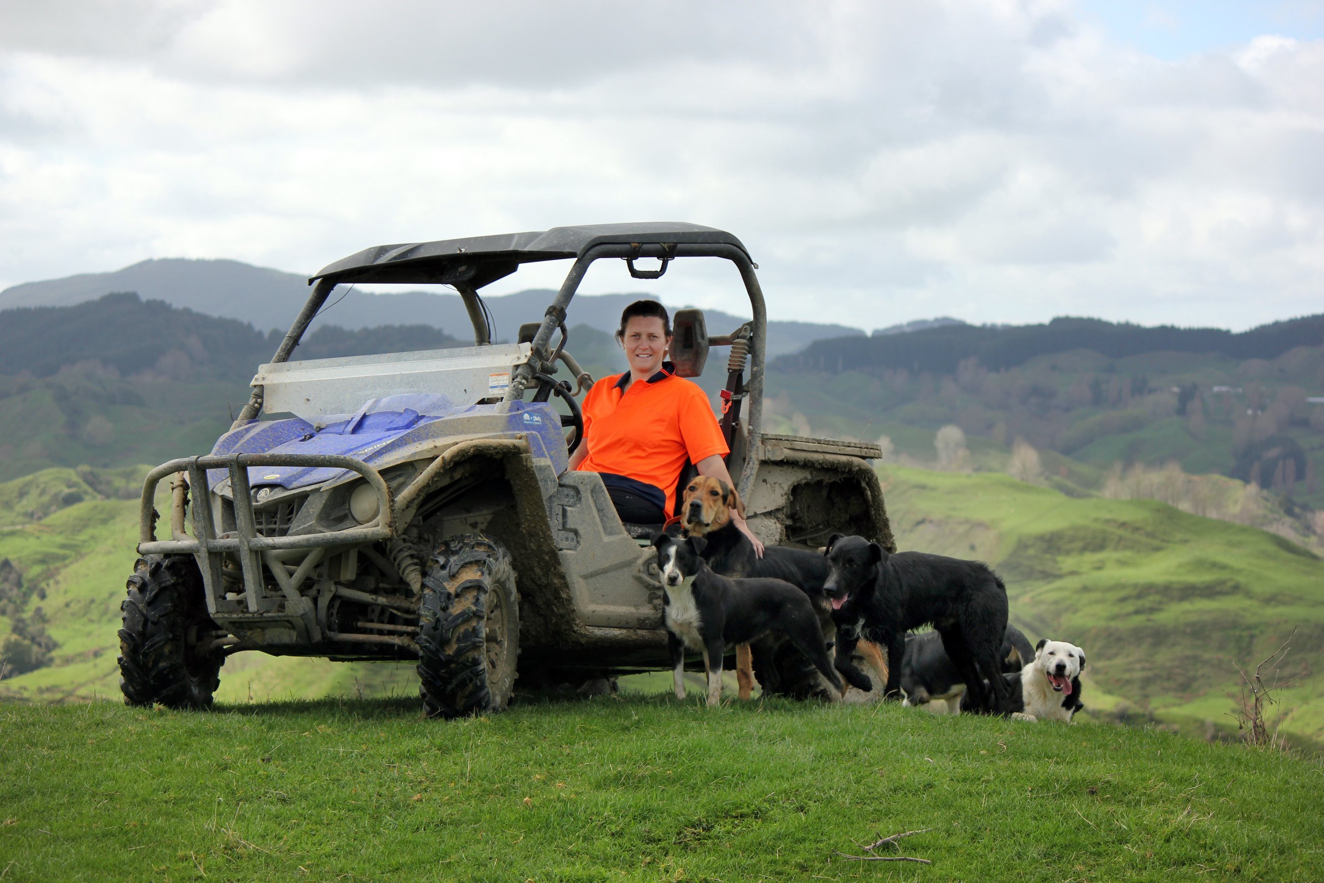 Anita Kendrick out on the farm with her team of dogs. PHOTO: SUPPLIED