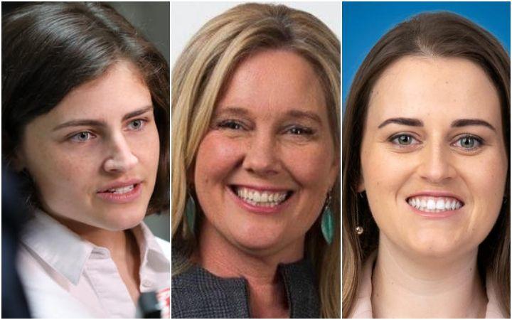 Green MP Chloe Swarbrick (left), Labour's Helen White (middle) and National's candidate Emma...