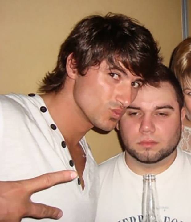 Convicted paedophile Nikola Marinovich (right) with friend and fellow cheerleading coach Andrei...
