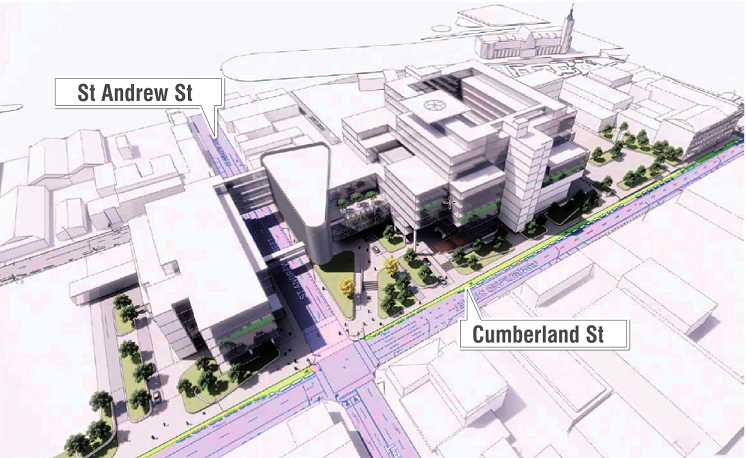 A draft illustration of how the building layout of the new Dunedin Hospital might look. Actual...