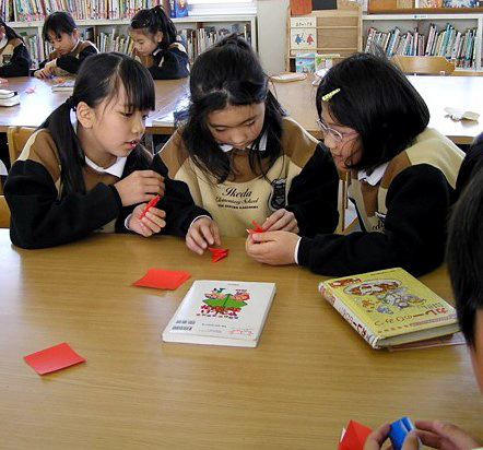 Japanese school children folding cranes. Photo: Supplied