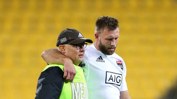 Braydon Ennor of South leaves the field injured during the North v South rugby match. Photo:...